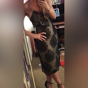 Tank and black lace dress